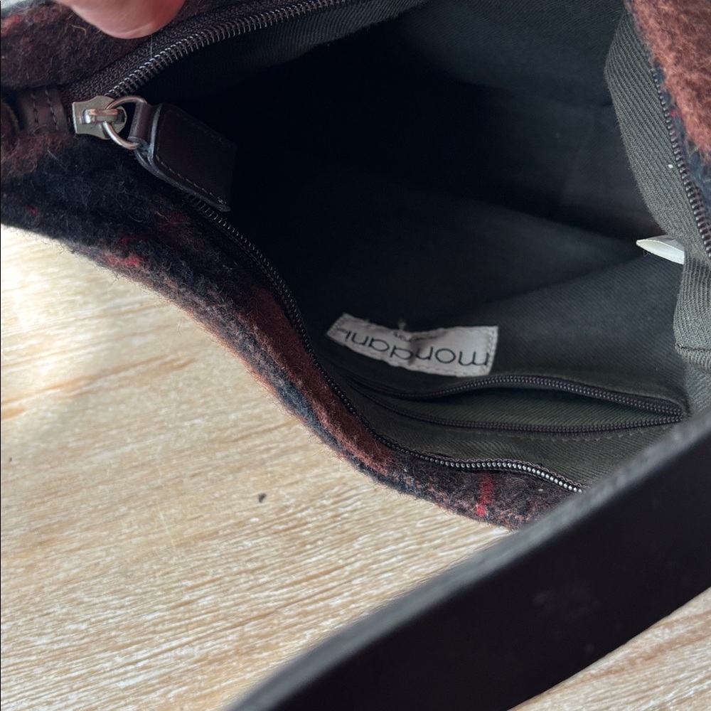 Vintage Plaid Wool Shoulder Bag - Brown and Black - Picture 11 of 16